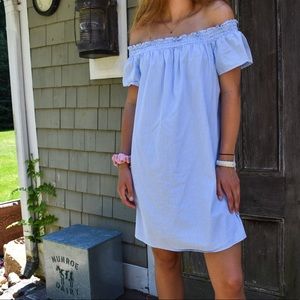 off the shoulder striped sailor dress
